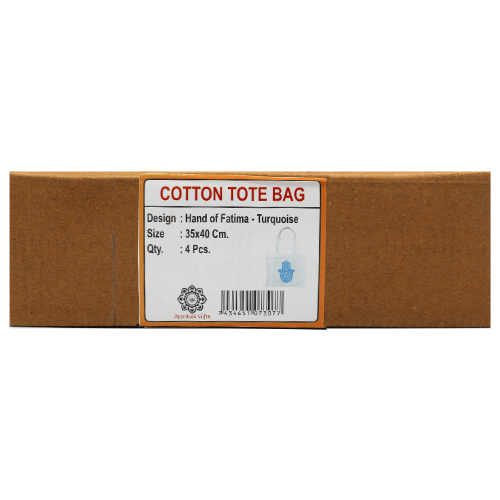 Cotton Tote Bag - Turquoise Fatima Hand 4 pcs