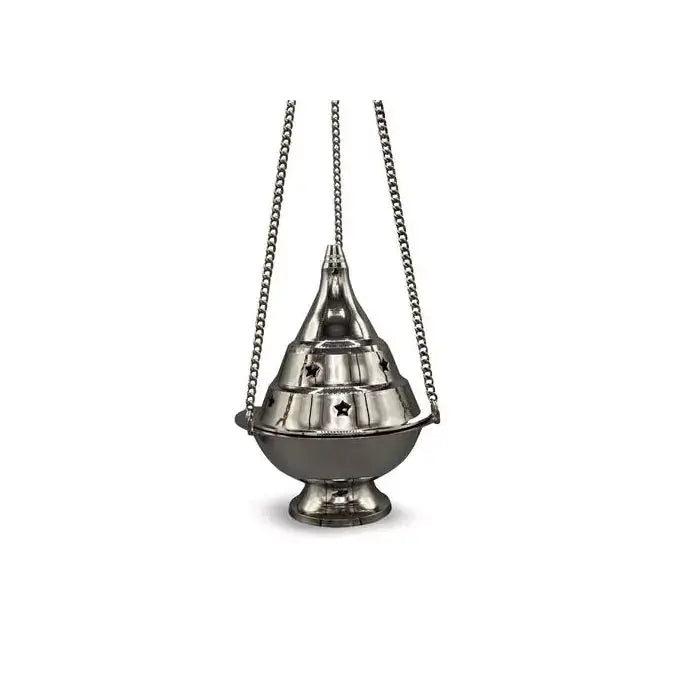 Brass Hanging Incense Burner Nickel Finish (10cm)