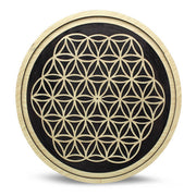 Wood Crystal Grid Tray Flower of Life Reverse 15 cm Set of 2