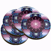 FLOWER OF LIFE  WOOD COASTER SET OF 4