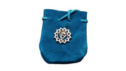 Suede Pouch - Turquoise With Chakra Symbol  3.25X2.75"