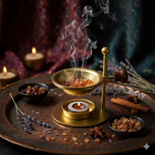 Iron Height Adjustable Incense Burner Gold 9x7.5 cm