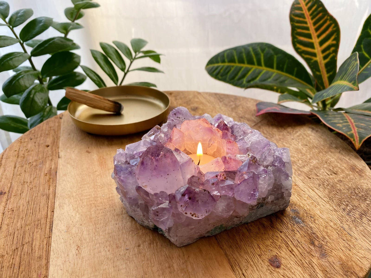 Amethyst Tea light holder hand-made in Brazil Rio grande