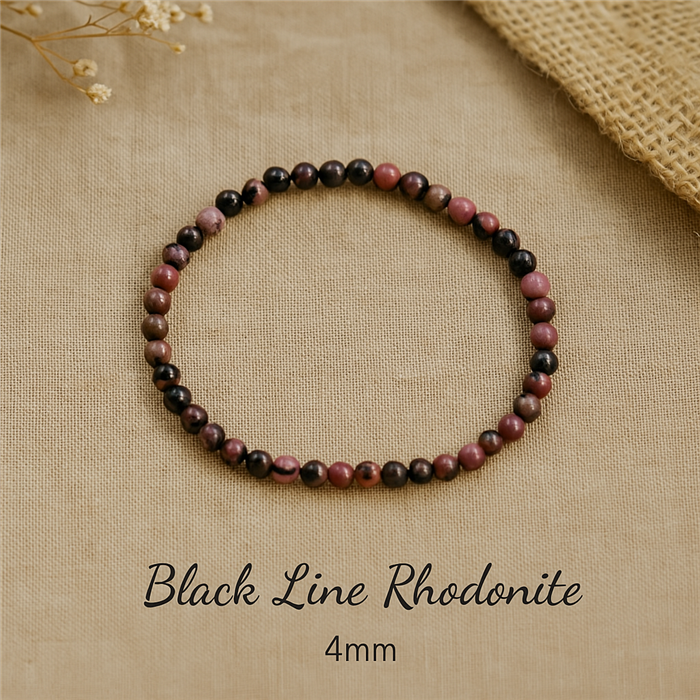 Rhodonite 'Black line' bracelet 4mm - China