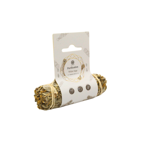 Purification White Sage Smudge Stick 10 cm with label