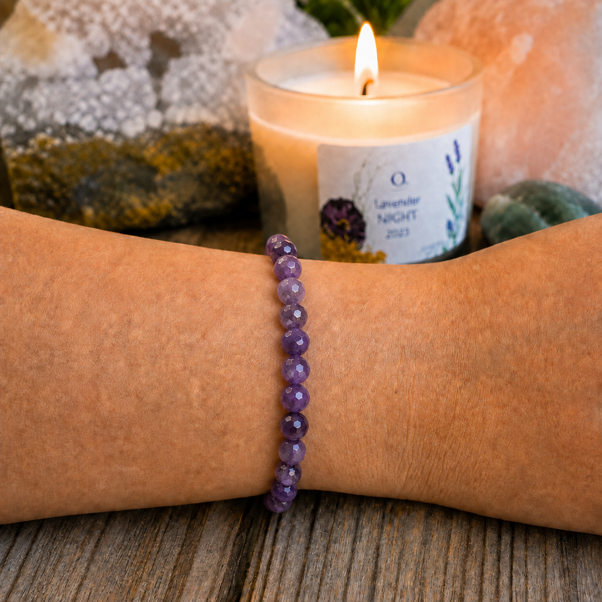 Amethyst Faceted Beads Bracelet 8mm - South Africa