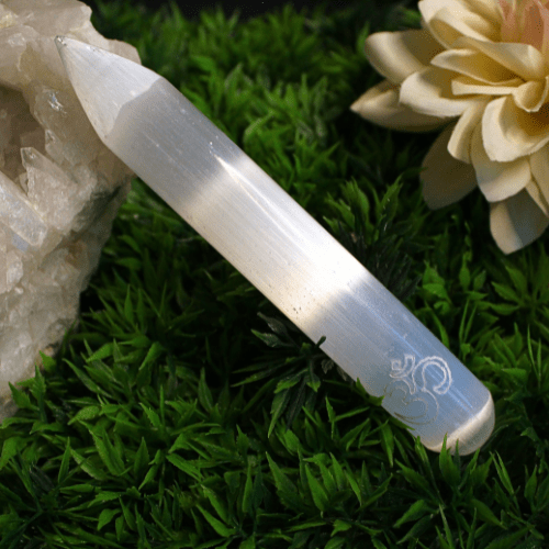 Massage Wand Selenite OM 15 cm