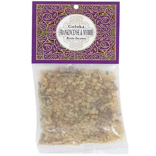 Goloka Resin Incense Frankincense & Myrrh  30 grams 12 packs