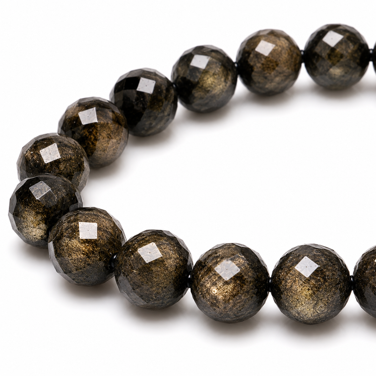 Golden Obsidian Faceted Beads Bracelet 6mm - Mexico