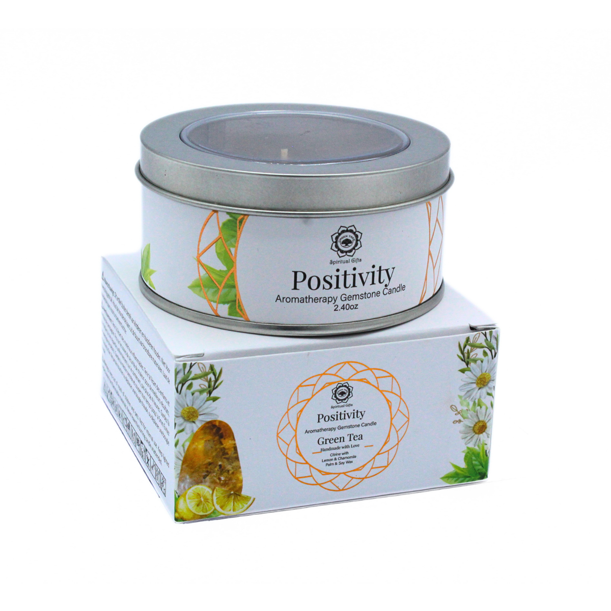 Green Tree Gemstone Candle Positivity Green Tea 70g