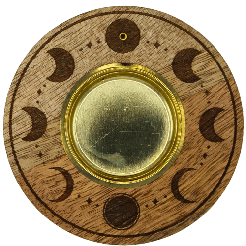 Mango Wood Incense Holder Moon Phase