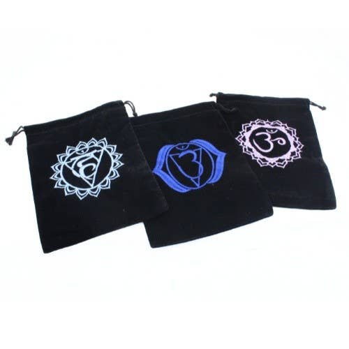 Velvet Drawstring Bag 5x7" - 7 Chakra Symbol in 7 Colors