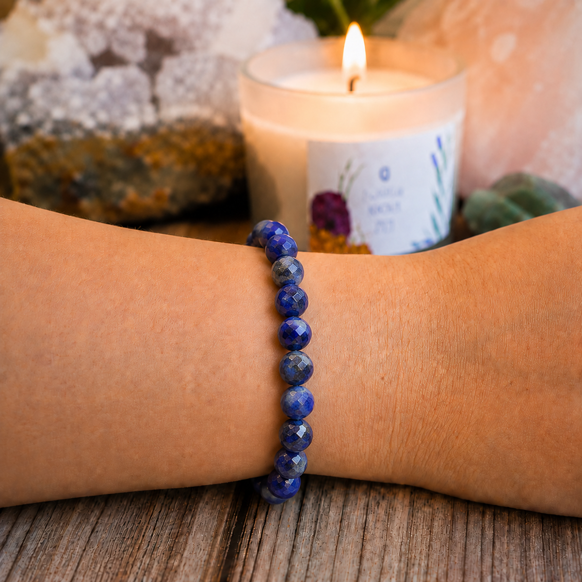 Lapis Lazuli Faceted Beads Bracelet 8mm - Afghanistan