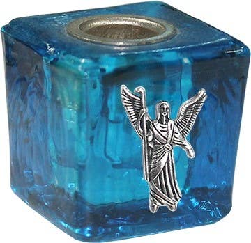 GLASS CUBE MINI CANDLE HOLDER- TURQUOISE-RAPHAEL