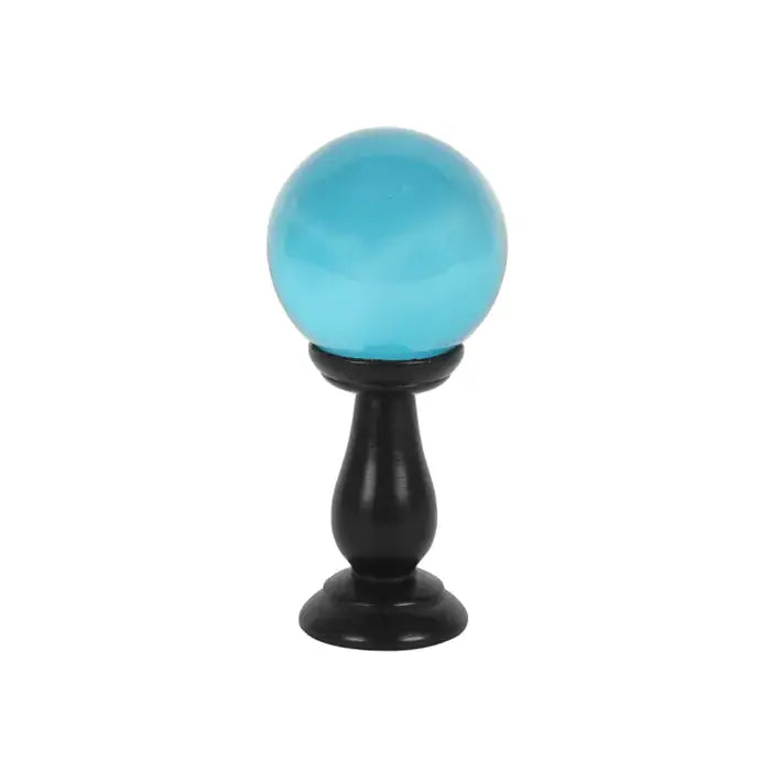 Small Teal Crystal Ball On Stand