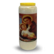 St. Anthony Brown  Wax 8"  Labeled glass candle
