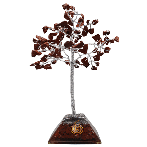 Gem Tree with Red Jasper Base Orgone Pyramid 100 Beads