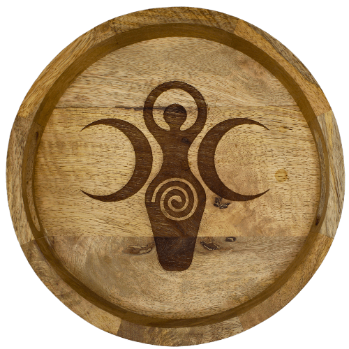 Mango Wood Tray Spiral & Crescent Moons
