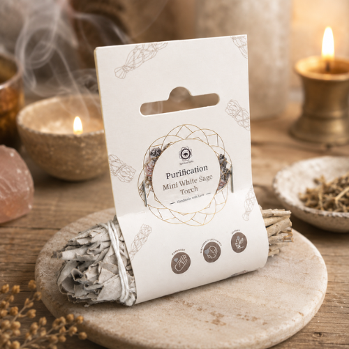 Purification mini White Sage Torch 10cm with label