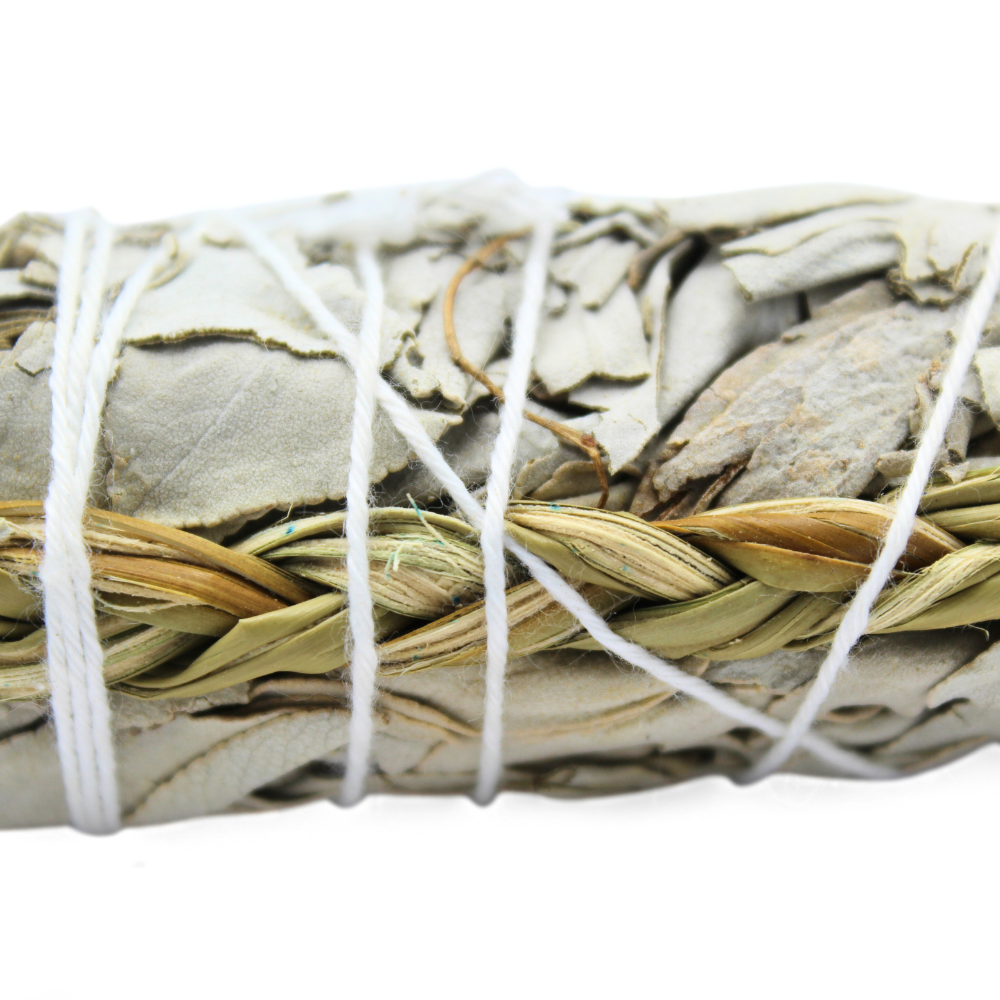 White Sage & Sweetgrass Smudge Stick 10cm (price per pc)