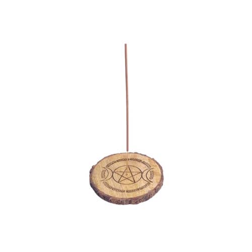 Mango Wood Incense Holder Triple Moon & Star