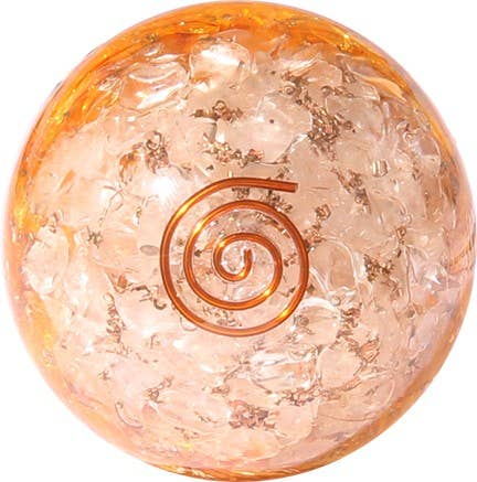 Orgonite Sphere Clear Quartz And Citrine Inside With Copper