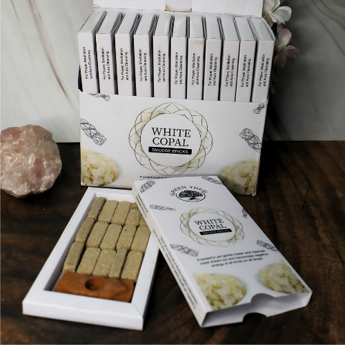 Green Tree White Copal Smudge Bricks (15 bricks with burner)