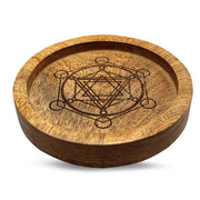 Mango Wood Crystal Grid Tray Metatron 15 cm