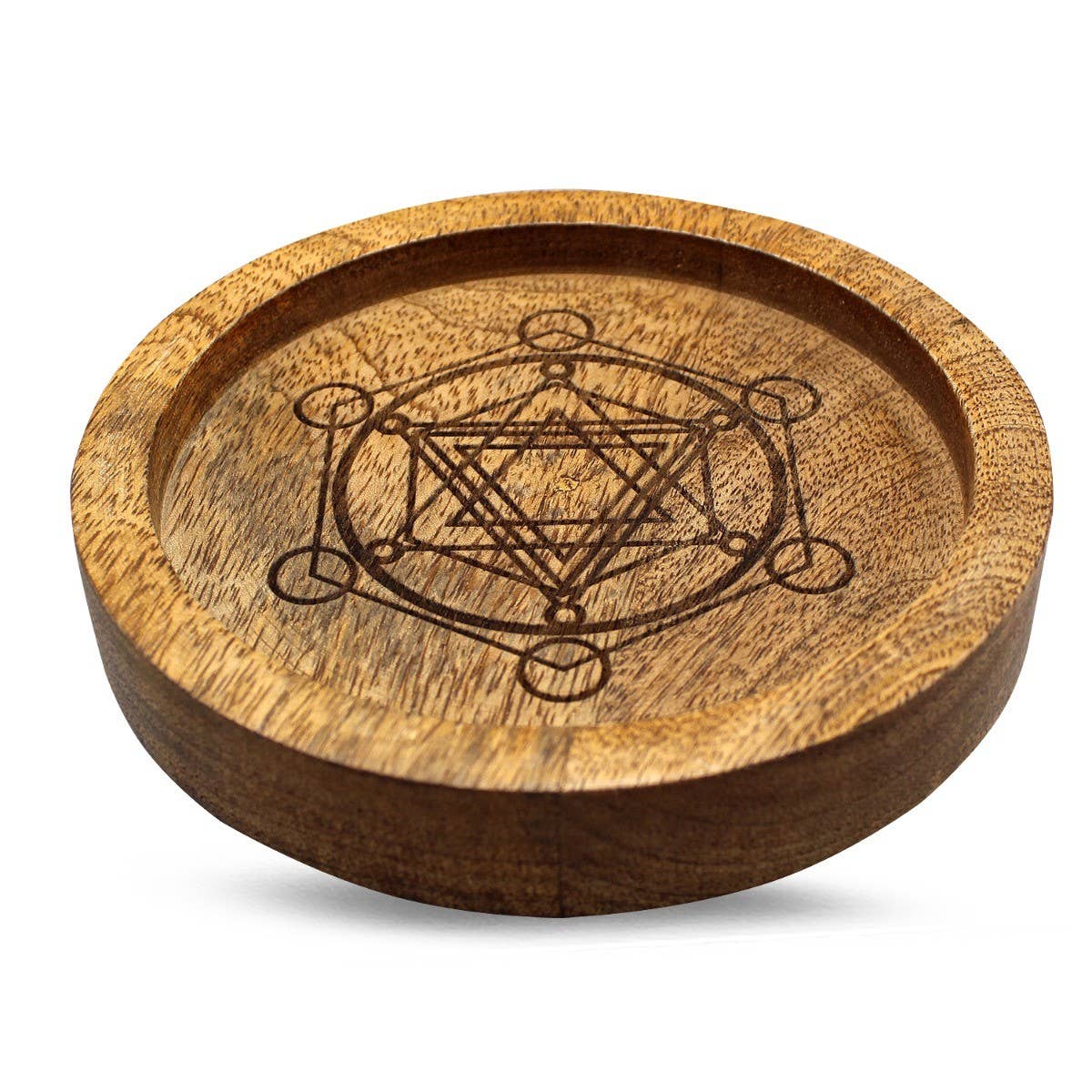 Mango Wood Crystal Grid Tray Metatron 15 cm