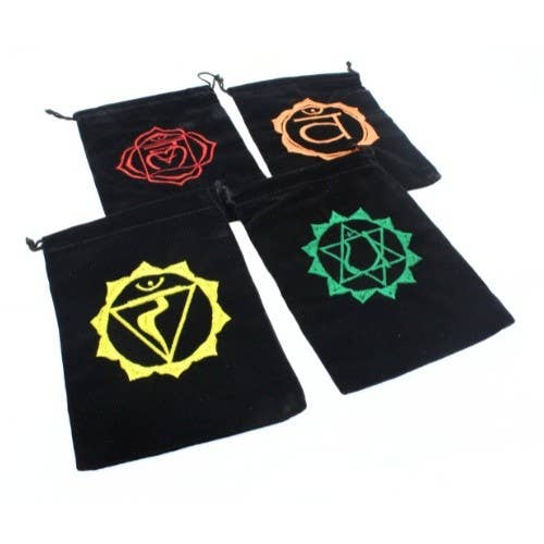 Velvet Drawstring Bag 5x7" - 7 Chakra Symbol in 7 Colors