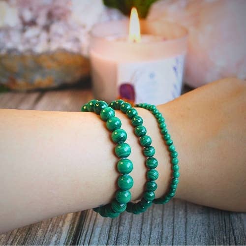 Light Malachite 'AA' beaded Bracelet 8 mm - Zambia