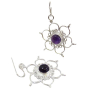 Sterling Silver Earrings Lotus- Amethyst