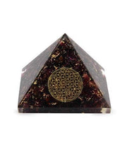 Large orgonite pyramide Garnet Flower of life 40mm