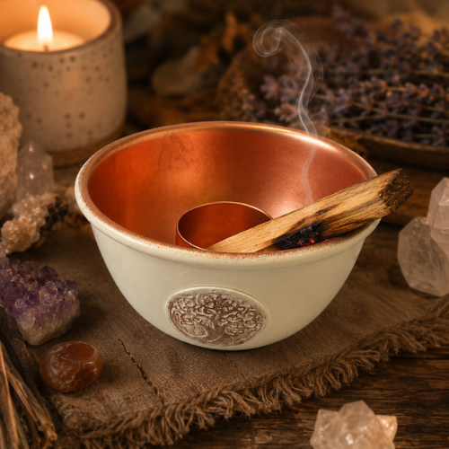 Ivory Tree of Life & Copper Smudging bowl