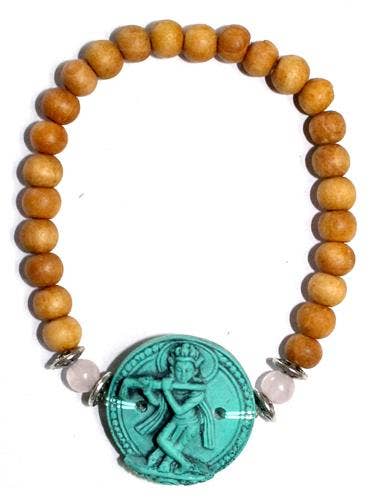 Bracelet Sandalwood Turquoise Krishna