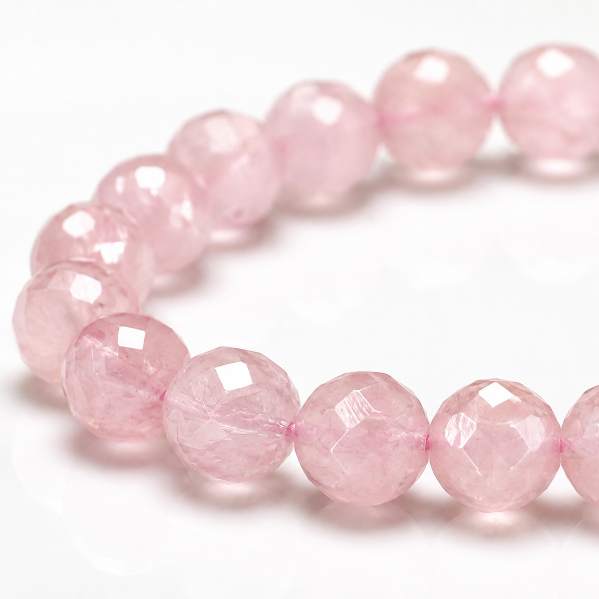 Rose Quartz Faceted Beads Bracelet 6mm - Madagascar