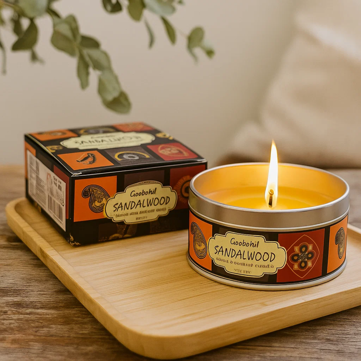 Goloka Sandalwood Soya Wax Candle Tin