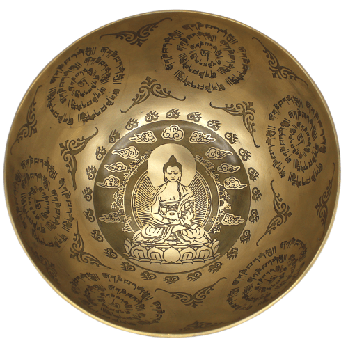 Silver buddha singing Bowl 25 cm fine engraved