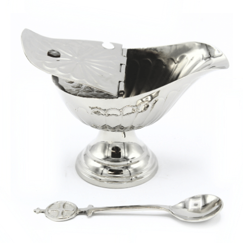 Incense Boat and Spoon Nickel ( 12 cm )