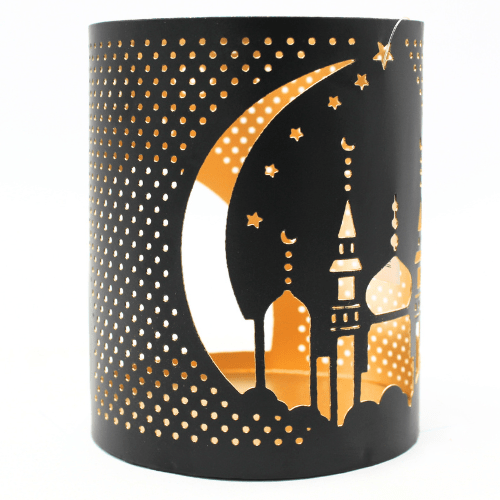 Moroccan Design Votive Holder Black & Gold
