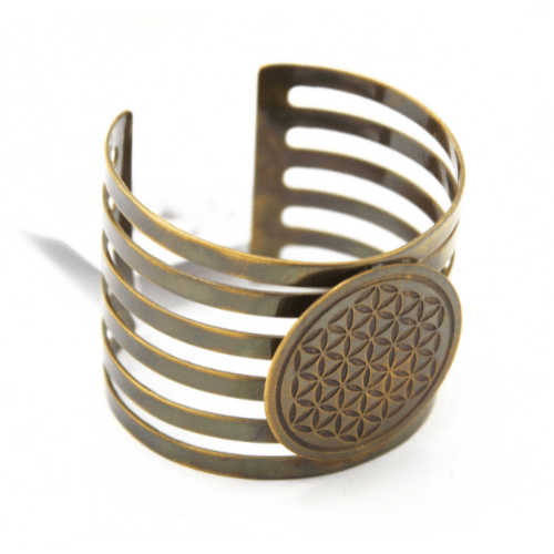 Brass Bangle Bracelet Flower Of Life