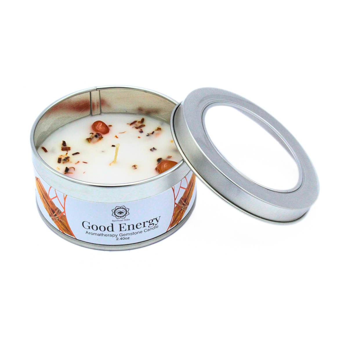 Green Tree Gemstone Candle Good Energy Palo Santo 70g