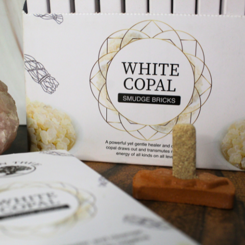Green Tree White Copal Smudge Bricks (15 bricks with burner)