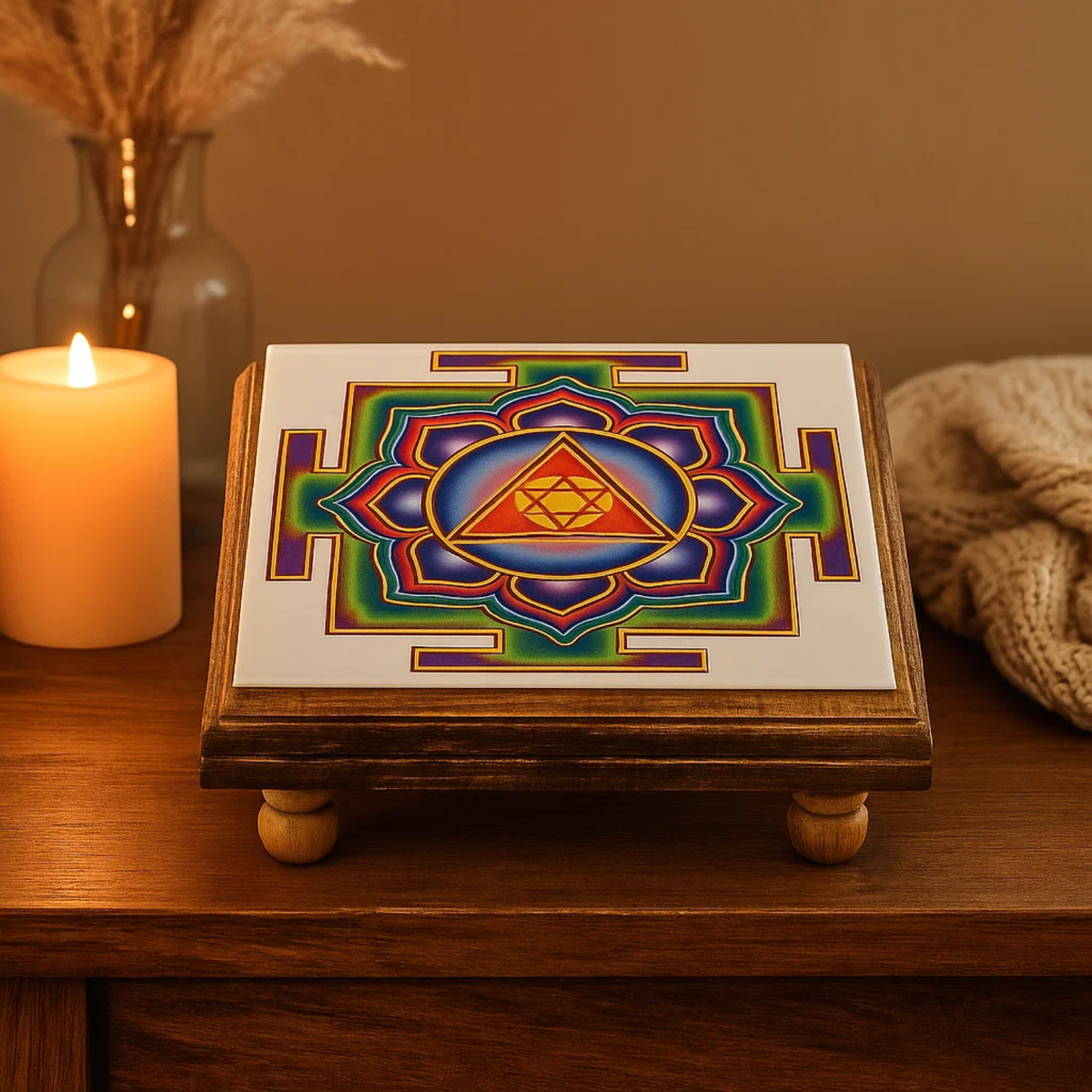 Mini Altar Table Yantra And Pentagram