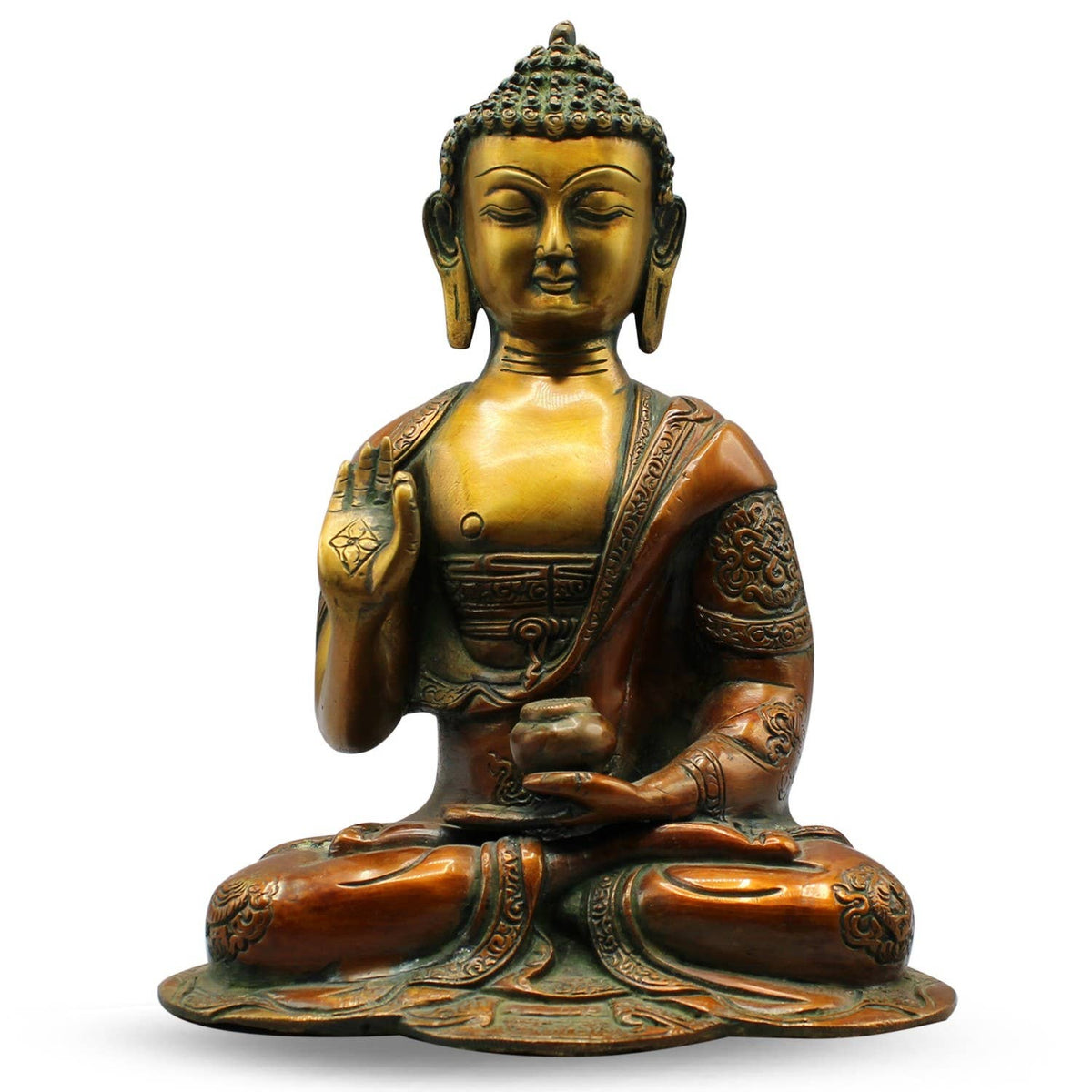 Buddha B/Hand Asthmangal w/out Base (orang+gold finish) 10"
