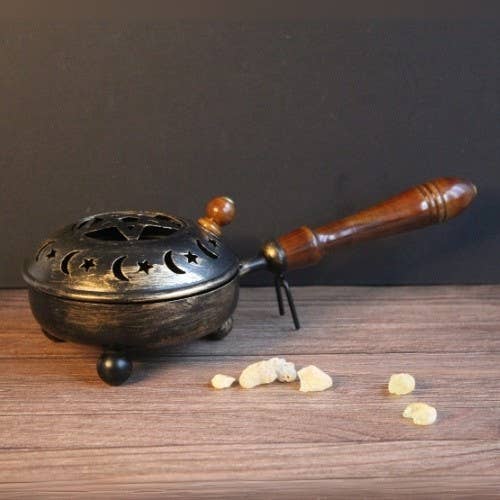 Iron Incense Pan Pentagram with Mango Wood Handle