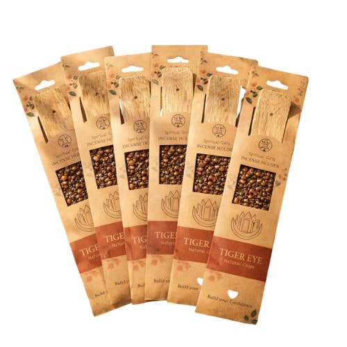 Mango Wood Tiger Eye Incense Holder (Set of 6)