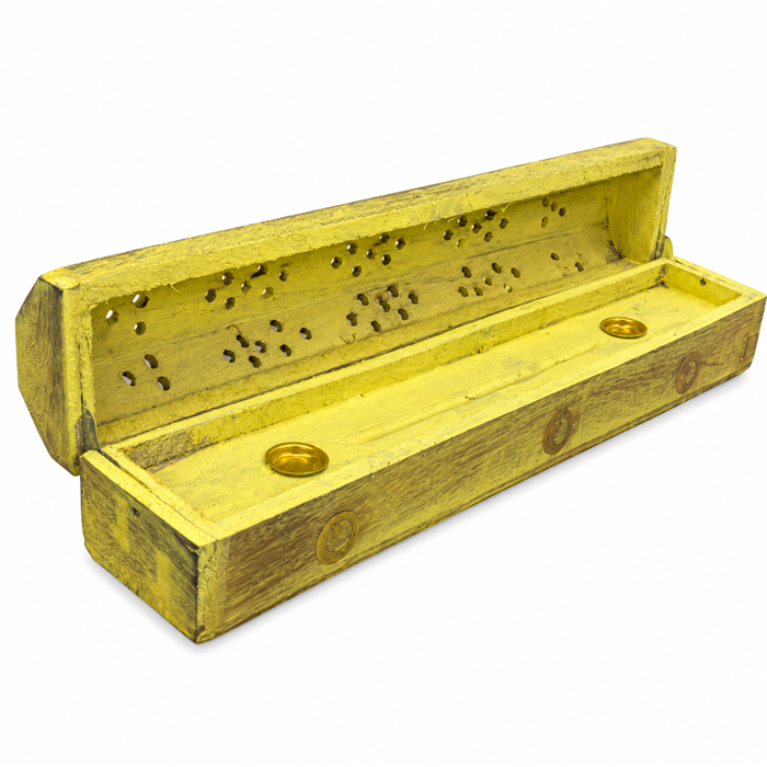 Yellow Wooden Incense box 30cm