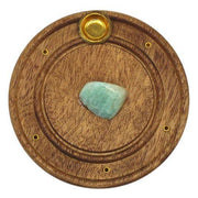 Aventurine Mango Wood Incense Holder