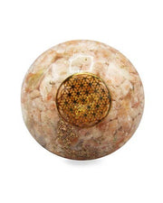 ORGONE SPHERE SUNSTONE INSIDE WITH FLOWER OF LIFE